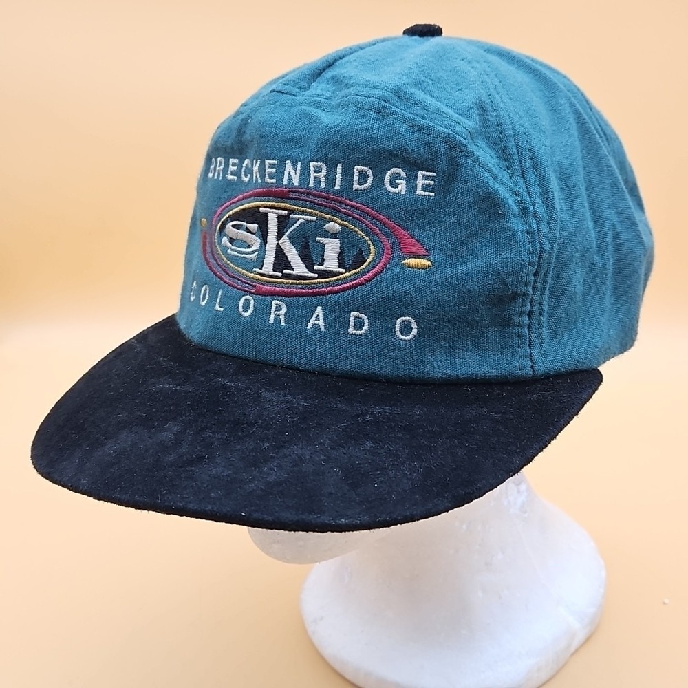 Vintage Breckenridge Colorado Ski Hat Cap One Size Green Black Skiing